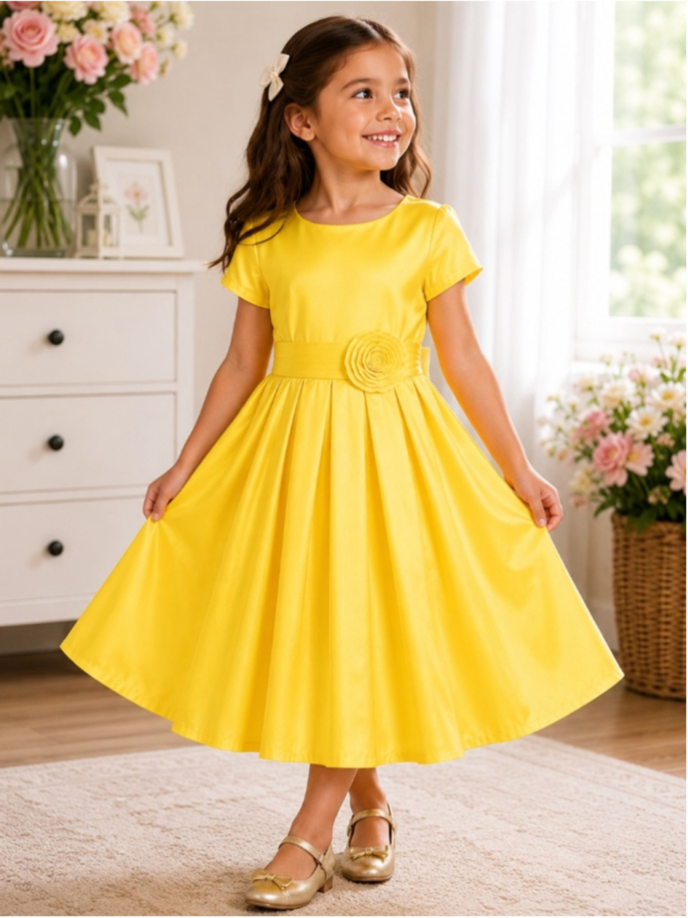 Project Fairy Tale Girls Yellow Belle Dress Size Small 6